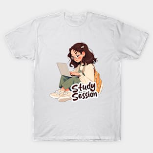 Cartoon girl with laptop T-Shirt